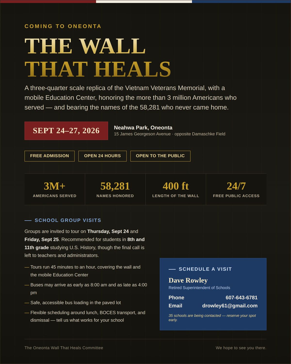 The Wall That Heals: September 24 - 27, 2026