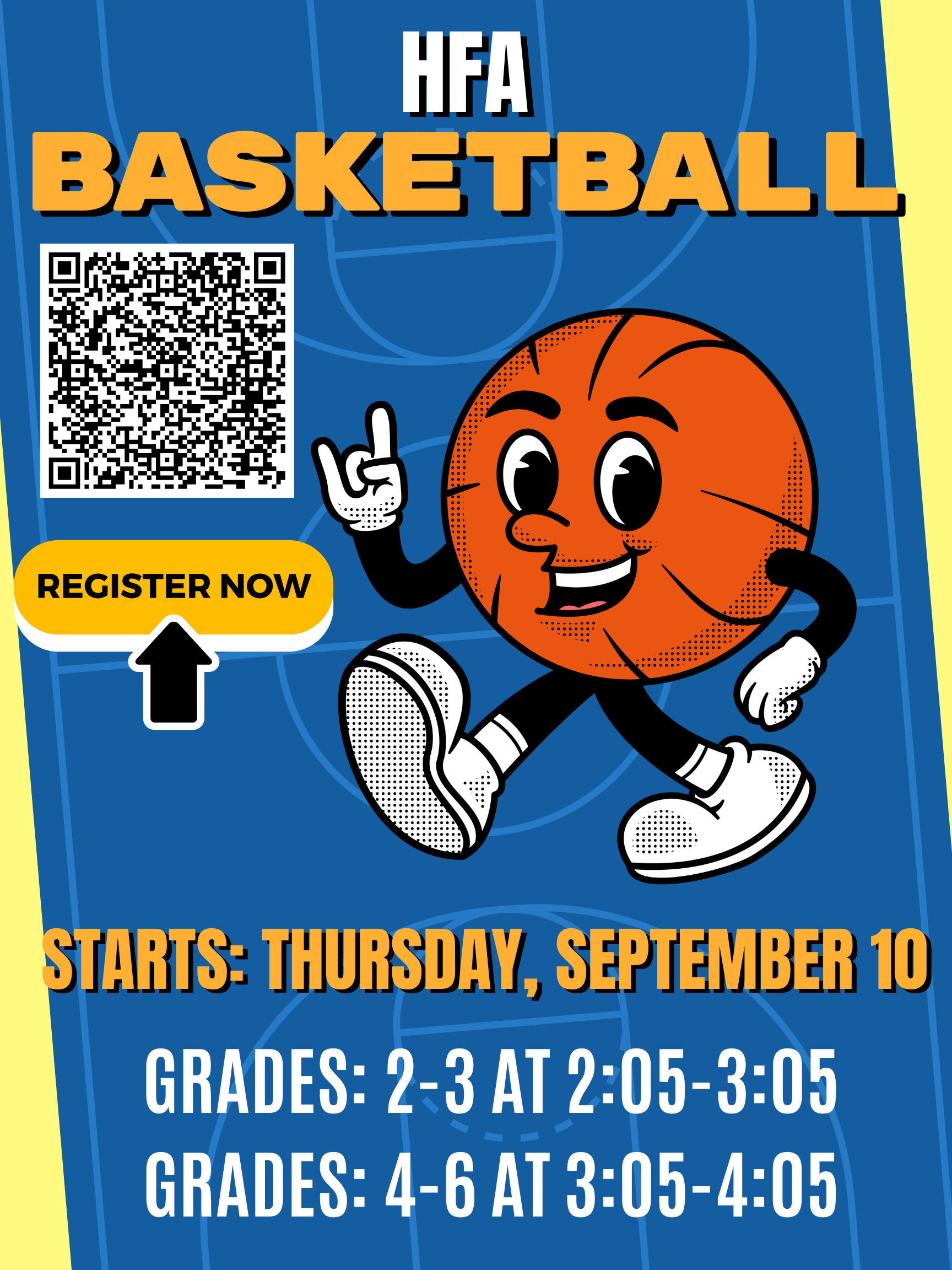 HFA Basketball sign ups are open now for grades 2-6. Sign up today before spaces fill up.