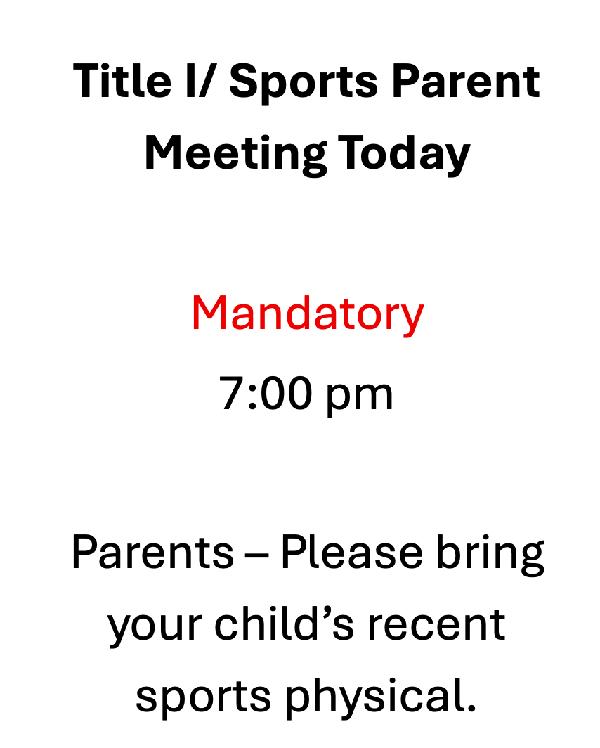 Title I/Parent Meeting