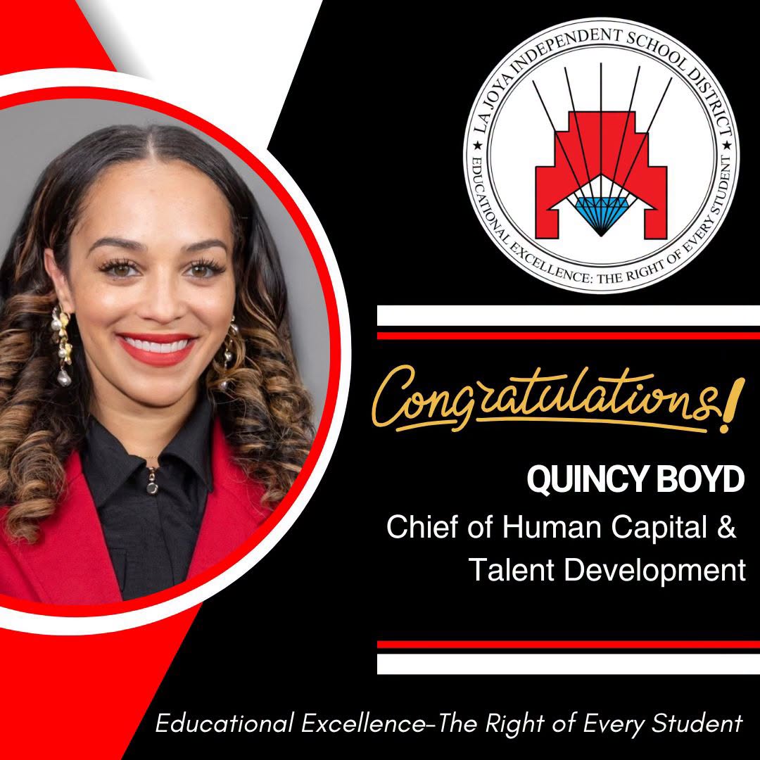 🎉 Please join us in welcoming Quincy Boyd to La Joya ISD! ❤️🖤🌟
