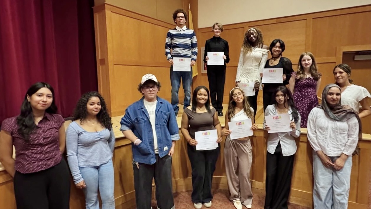 group photos of students holding certificates