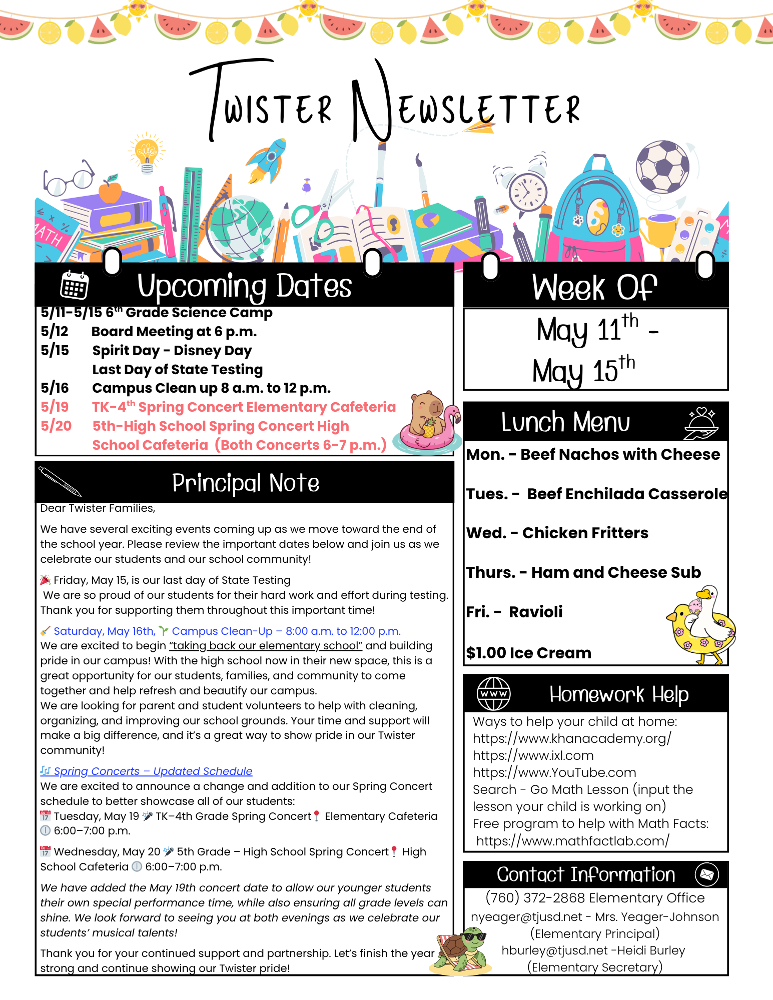 Twister Newsletter May 11th-15th