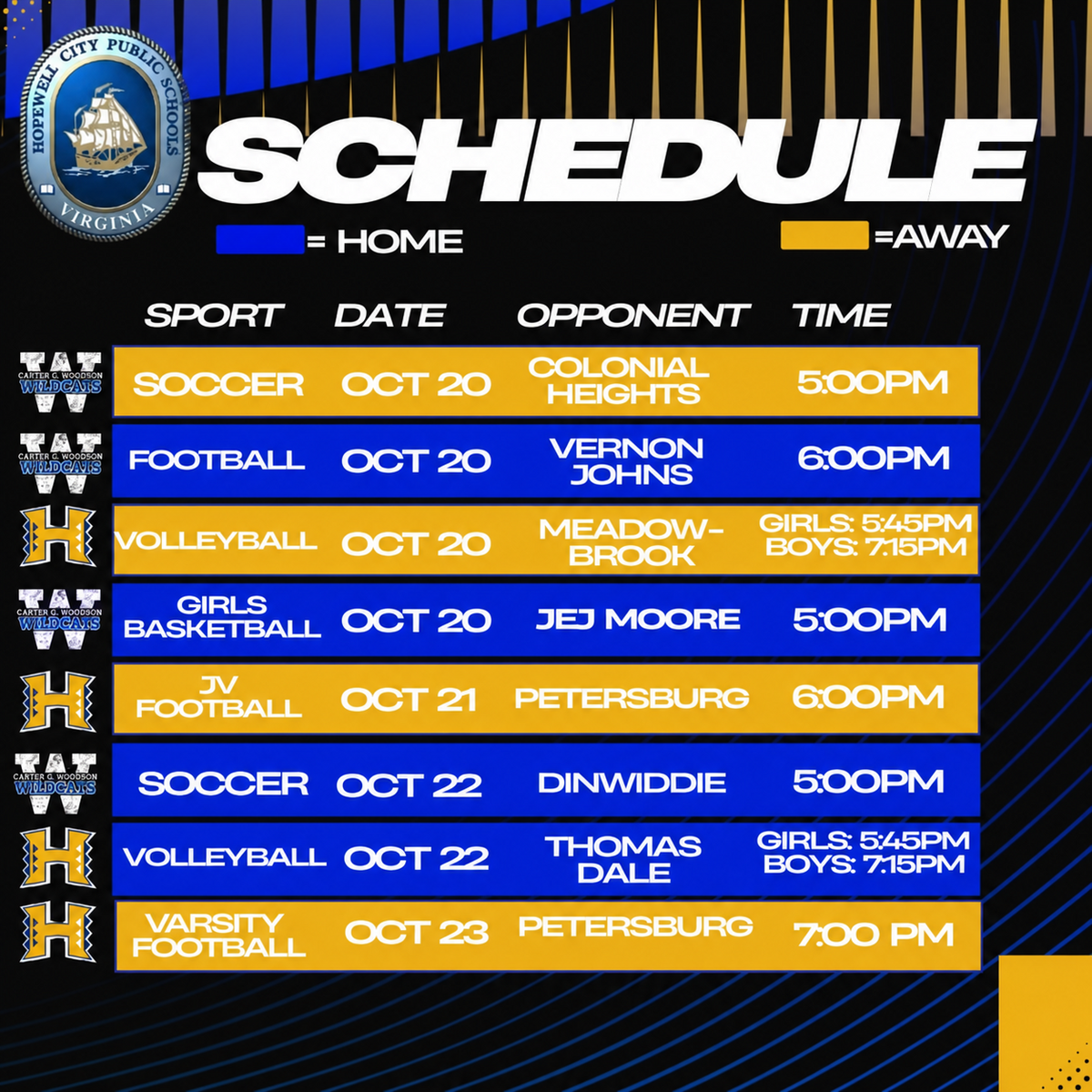 This Week's Game Schedule