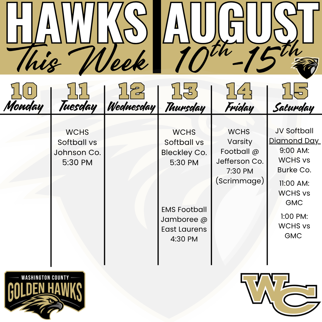 Golden Hawks Athletics Schedule for the Week