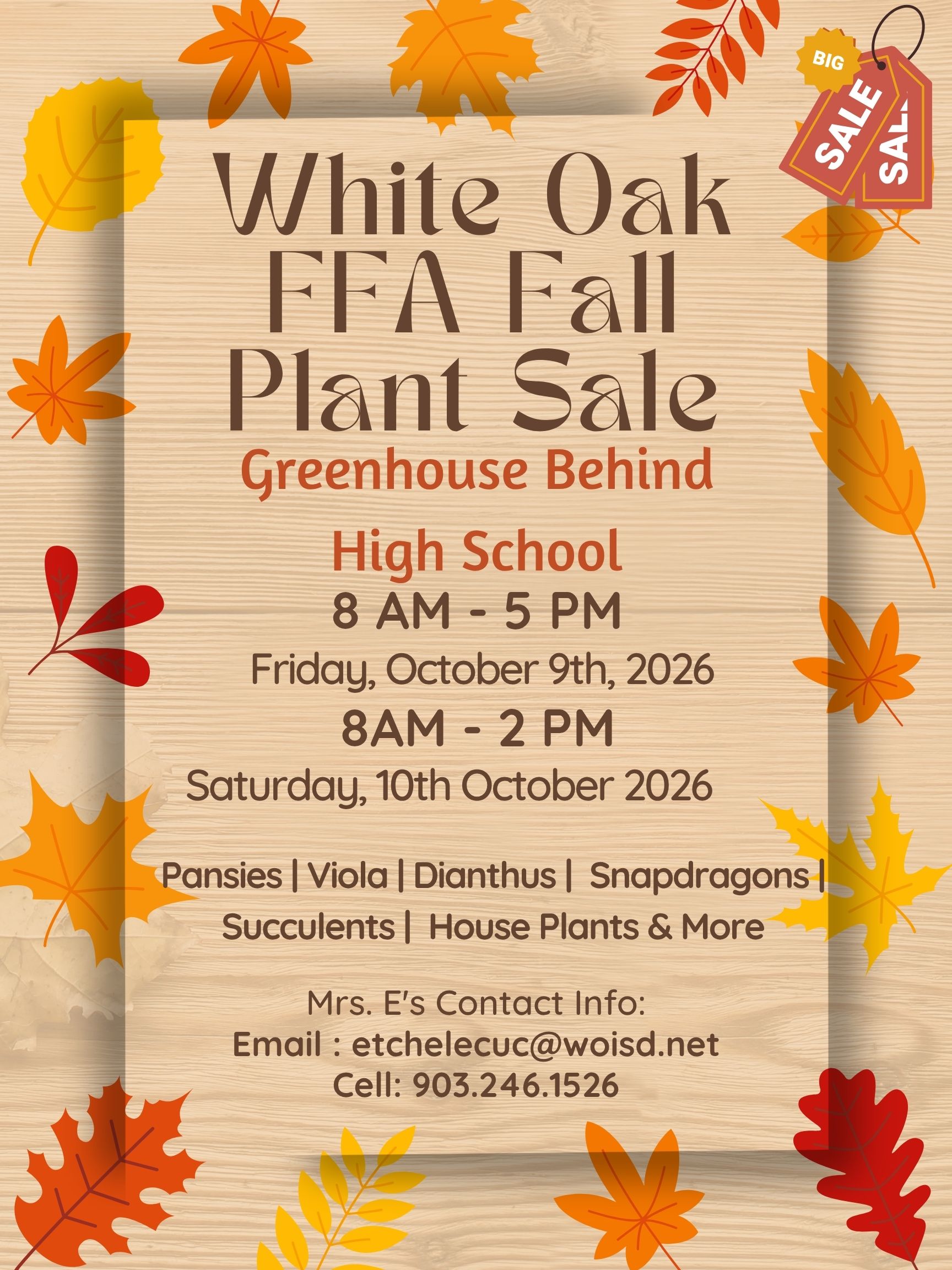 White Oak FFA Fall Market & Plant Sale