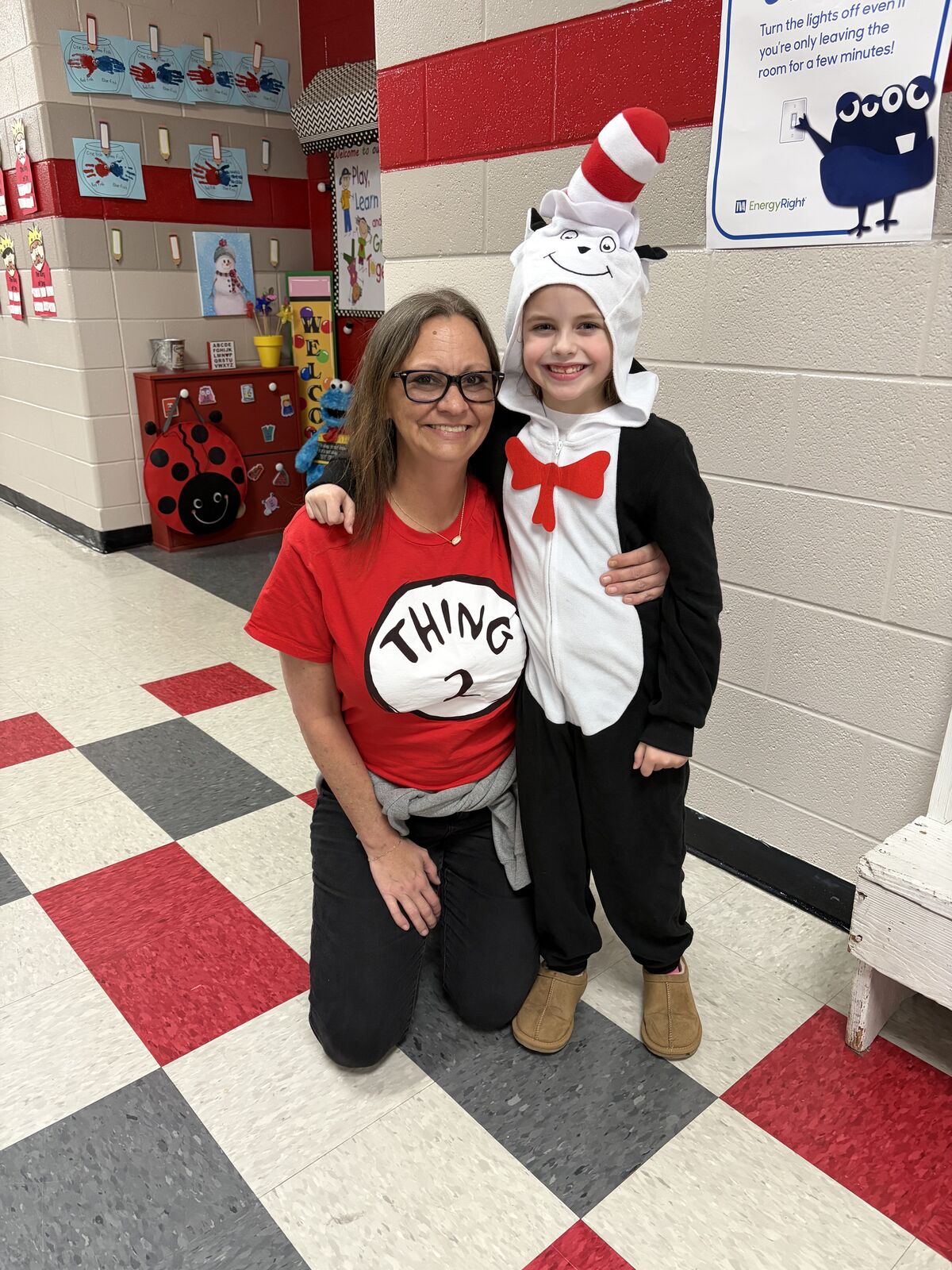 Thing 2 left Thing 1 to go meet with our Cat in the Hat.