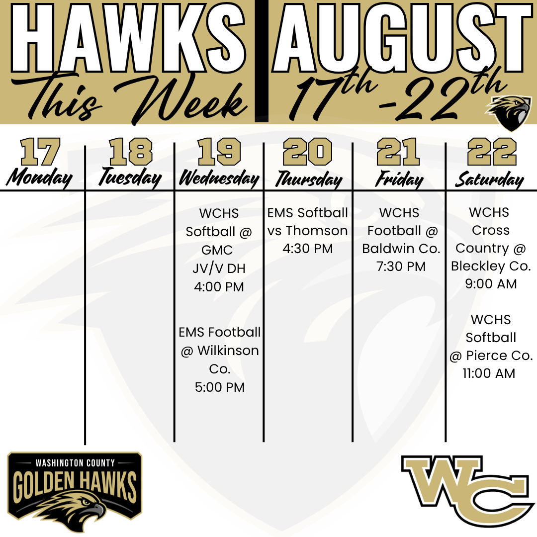 Golden Hawks Athletics Schedule for the Week