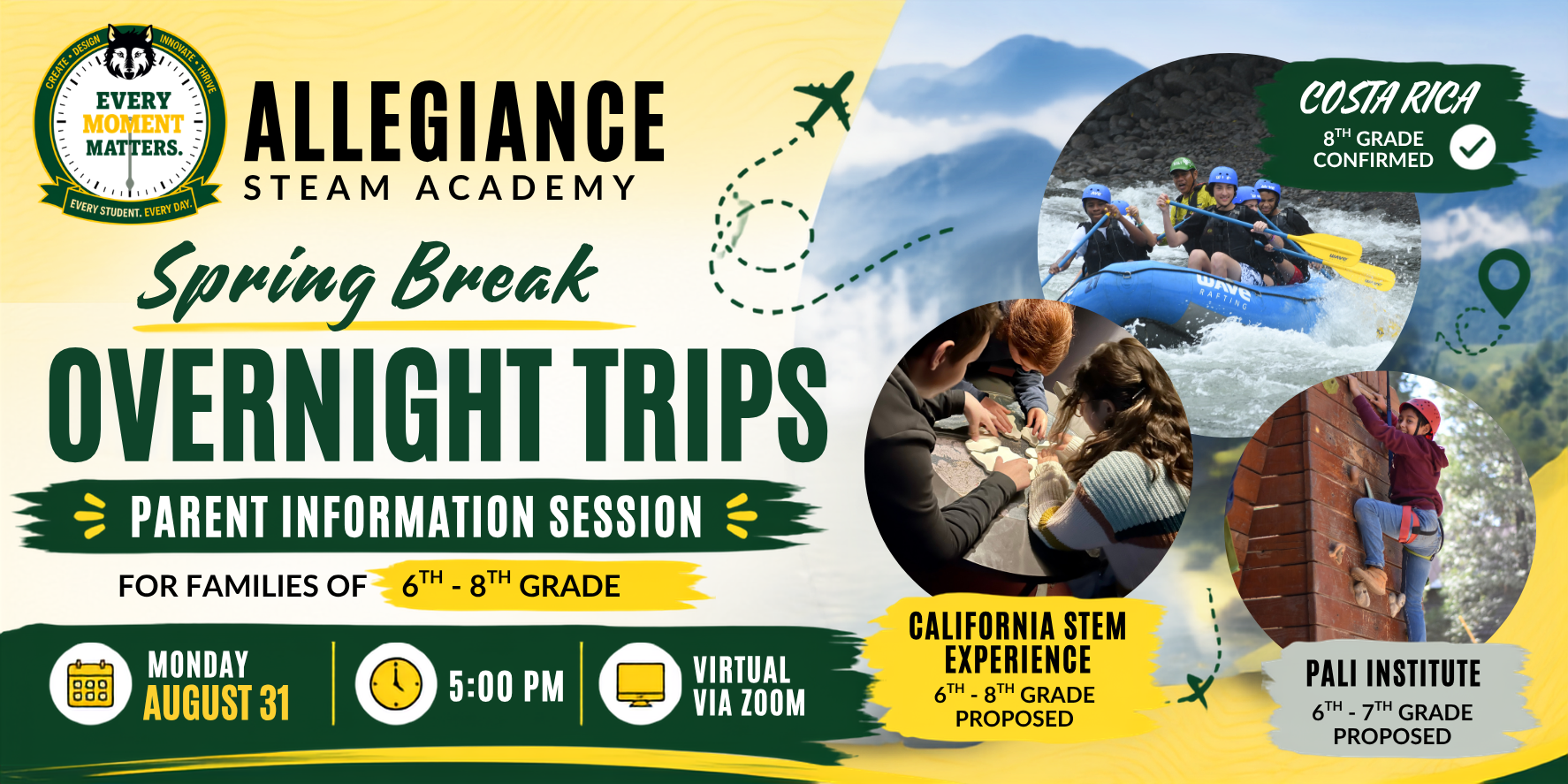Spring Break Overnight Trips | Parent Information Session – August 31