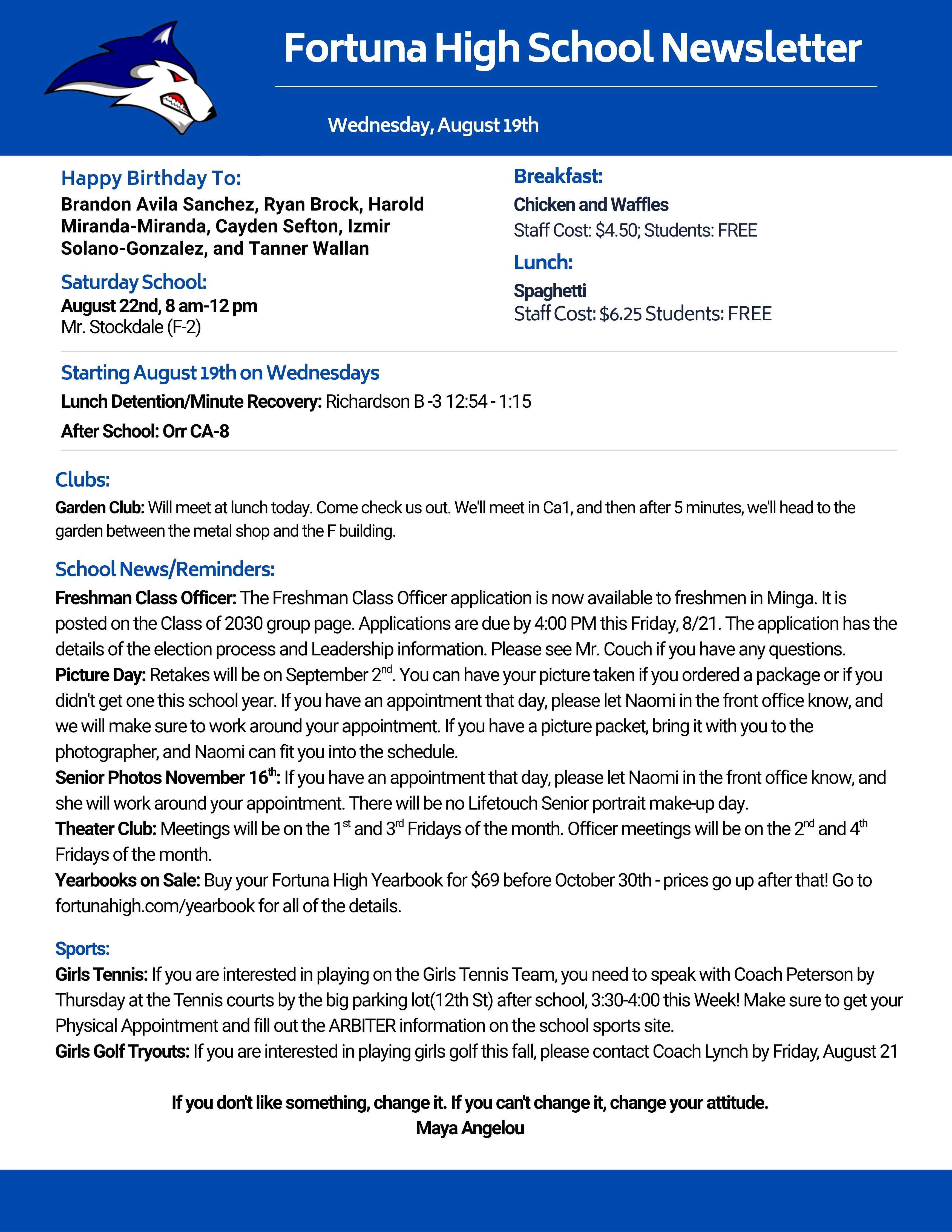 Bulletin 08/19/2026