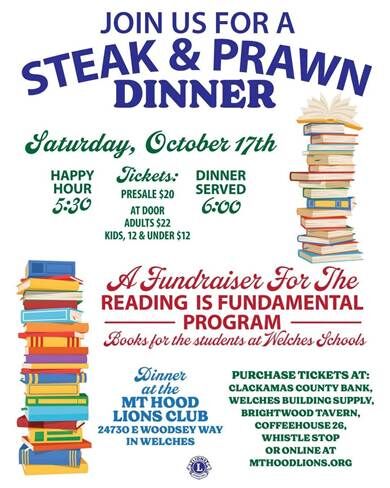 Lions Club Steak & Prawn Dinner
Lions Club - 10/17/26 - 5:30 pm
Benefits Reading is Fundamental Program