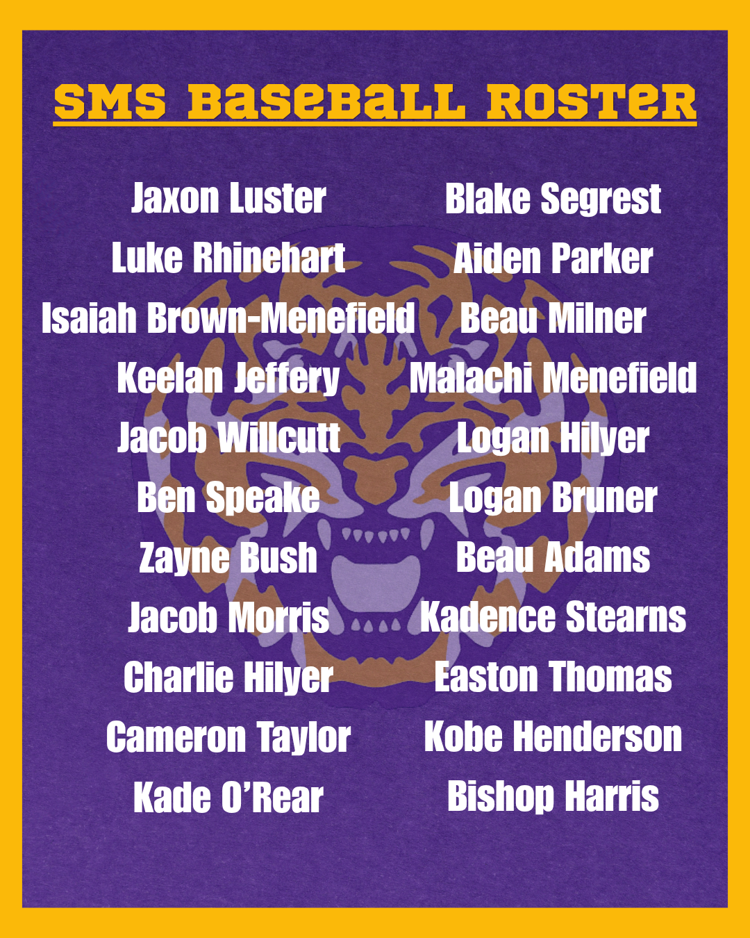 Congratulations to the 26-27 SMS Baseball Team!