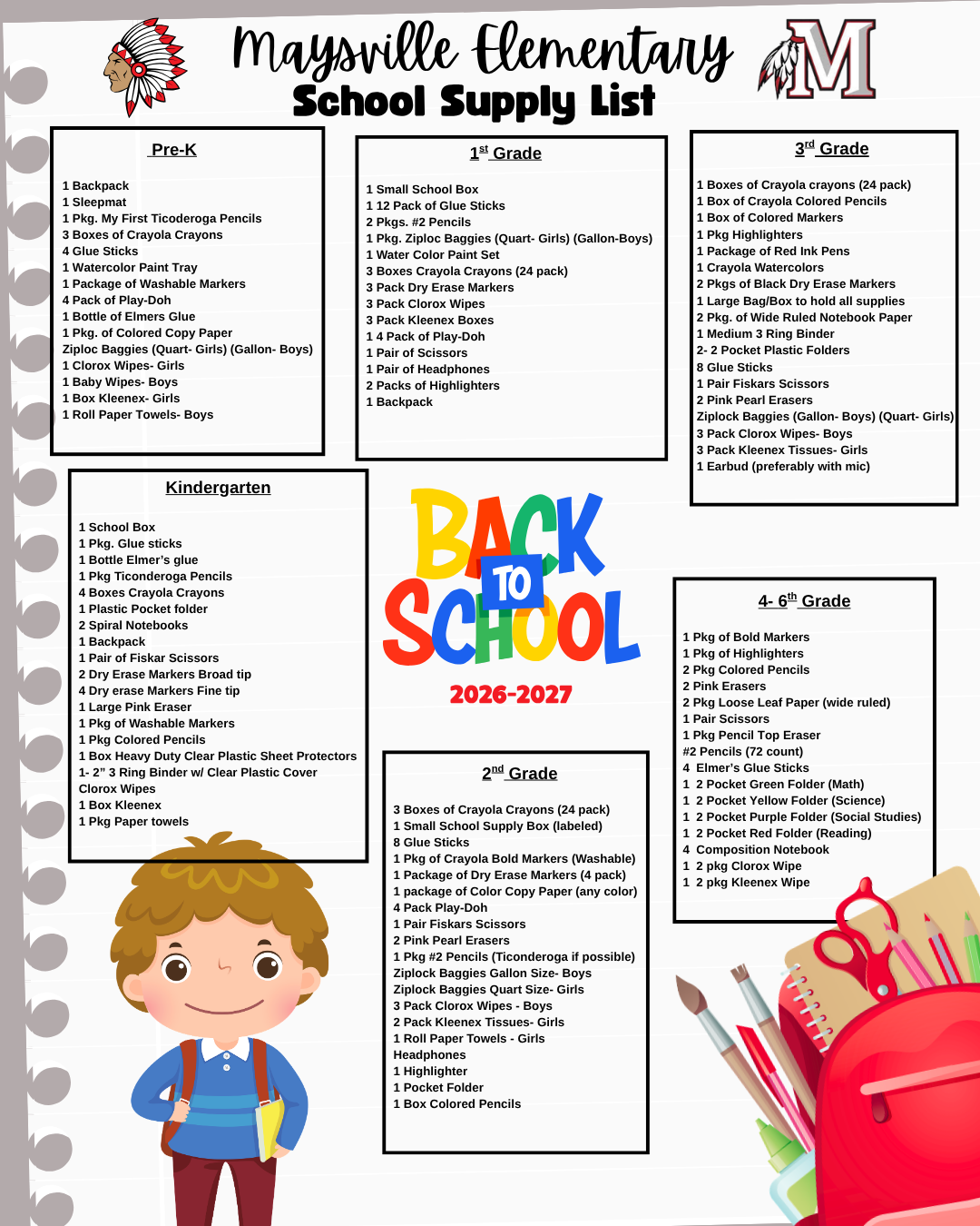 2026-2027 Elementary Supply List