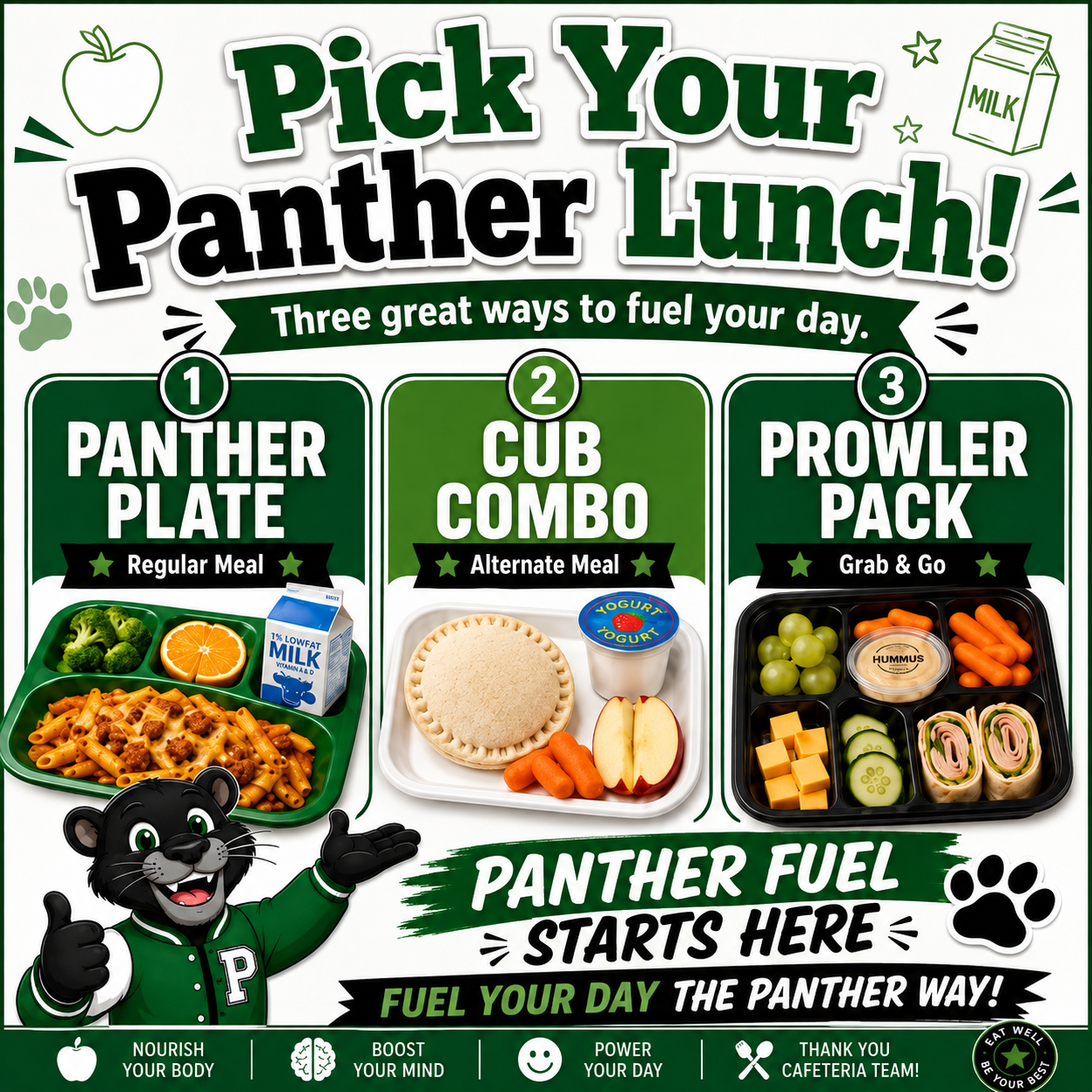 Students Can Choose Their Panther Lunch (HS & MS)!
