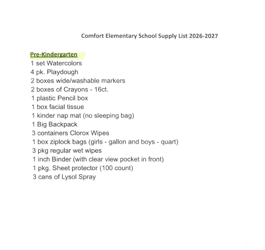 PK- 5th Grade - 2026-2027 School Supply Lists