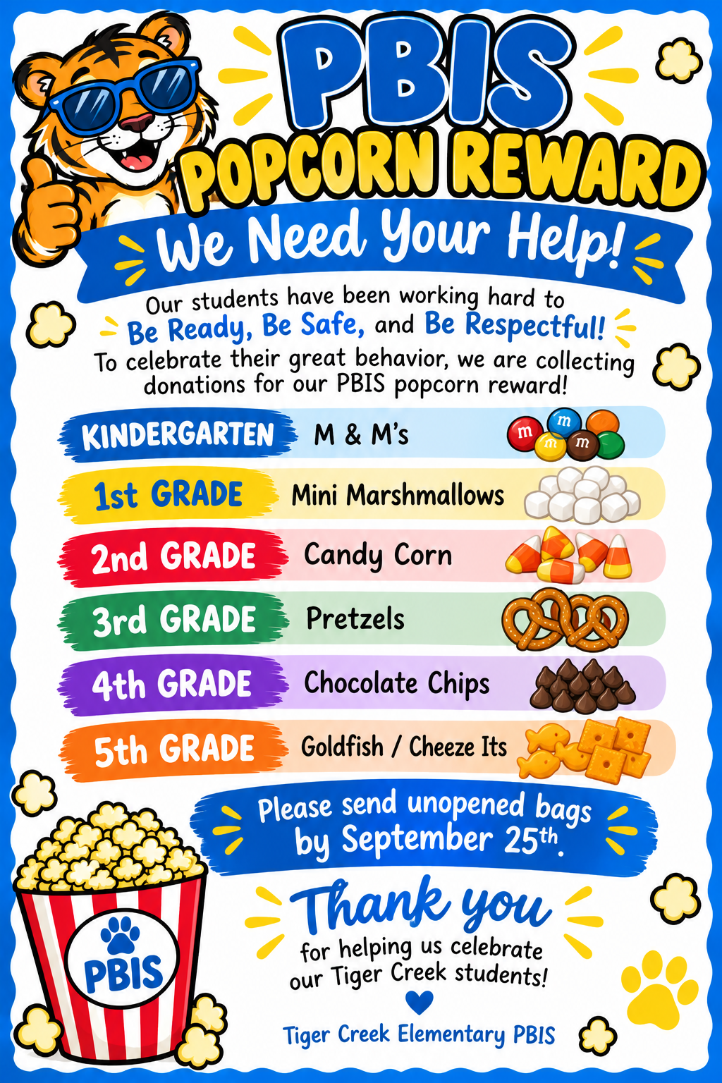 PBIS Popcorn Reward Items