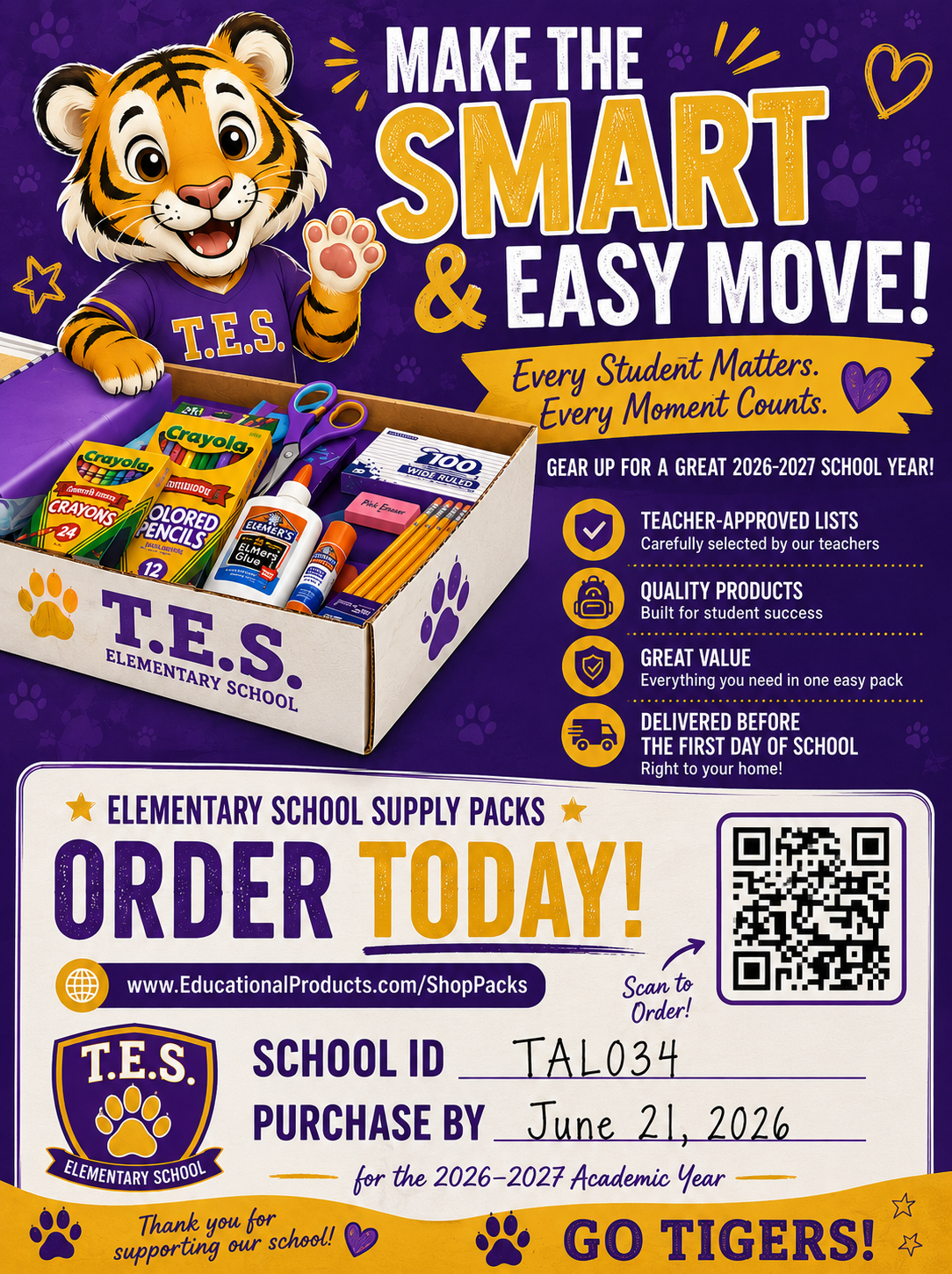School Supply Box Order for 26-27 Academic Year