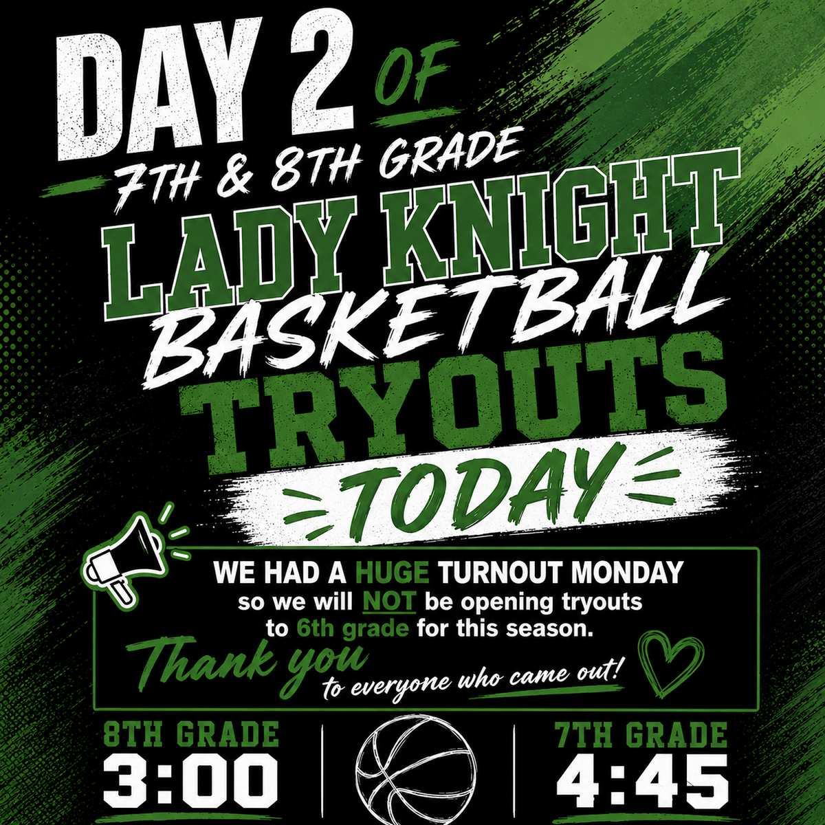 Girls Basketball Tryouts - Update