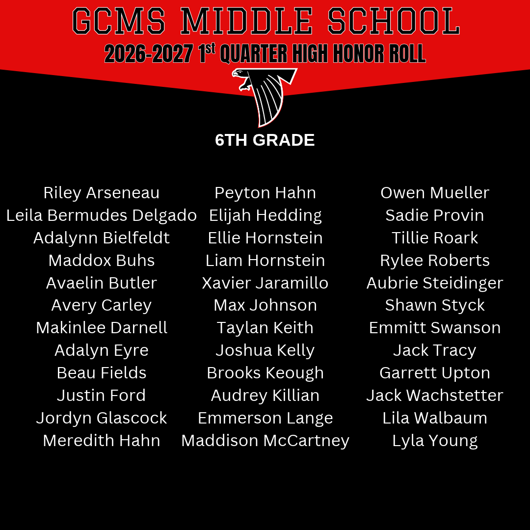 Middle School 1st Quarter Honor Roll