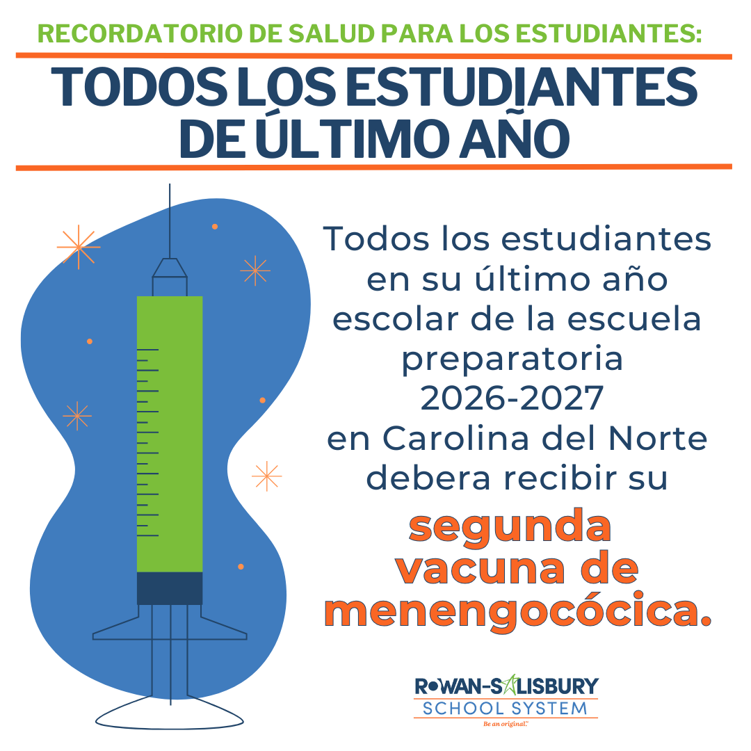 Health reminder for students: All seniors in North Carolina must receive their second meningococcal vaccine for the 2026-2027 school year.
