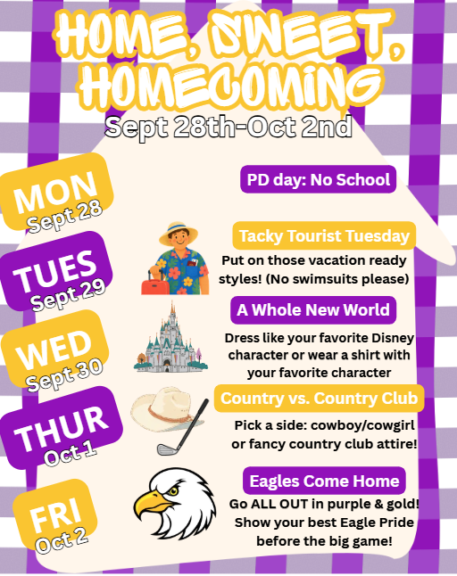 Homecoming Spirit Week 9/28 -10/2