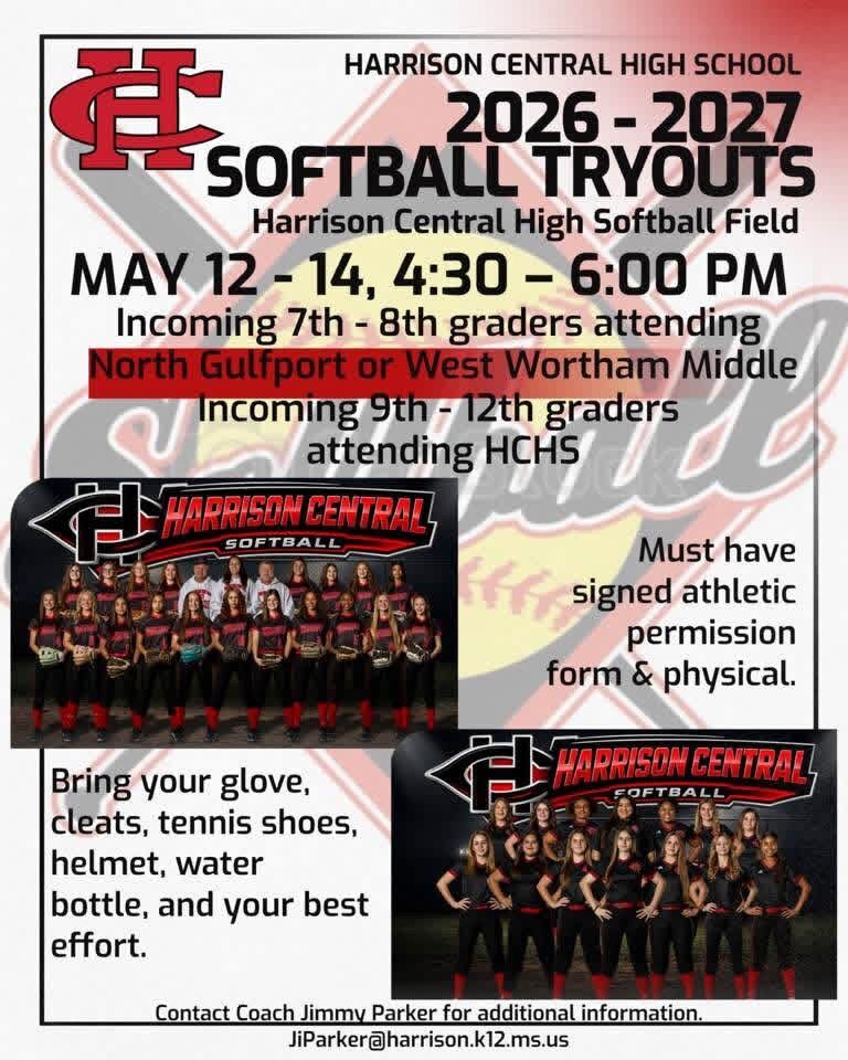 🥎 Harrison Central High School Softball Tryouts 🥎