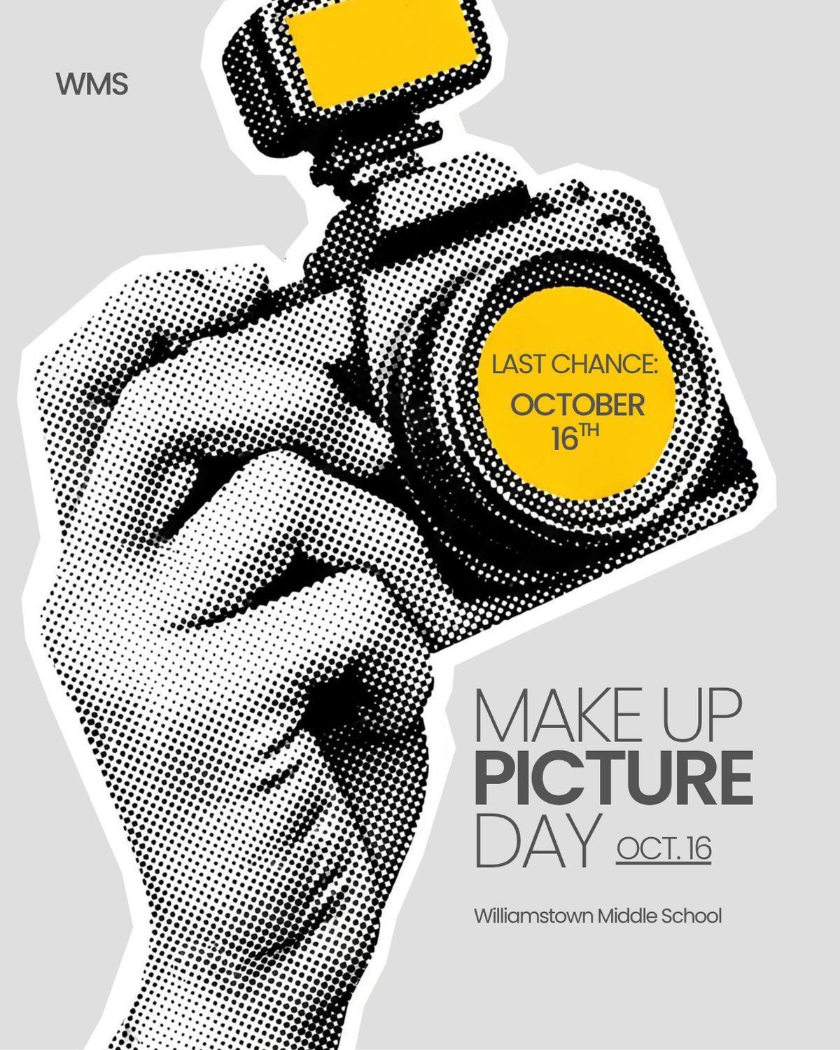 Reminder: WMS School Picture Make-Up Day is Tomorrow, Oct 16