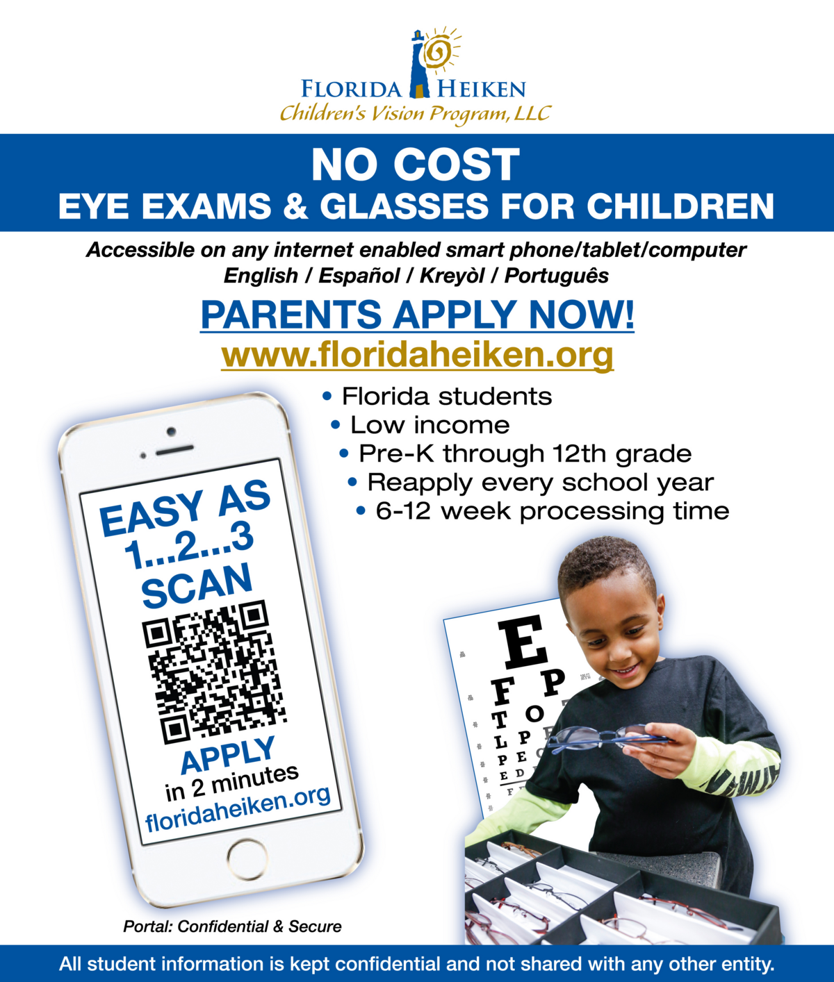 Free eye exams and glasses if needed- Sign up by Friday 10/09/26 