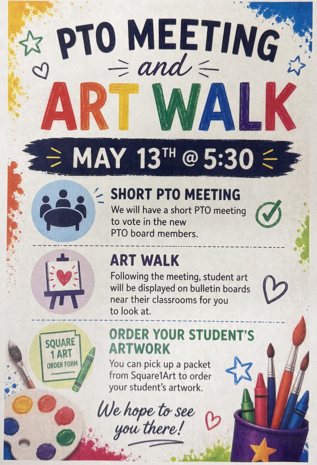 PTO Meeting & Art Walk Tonight!
