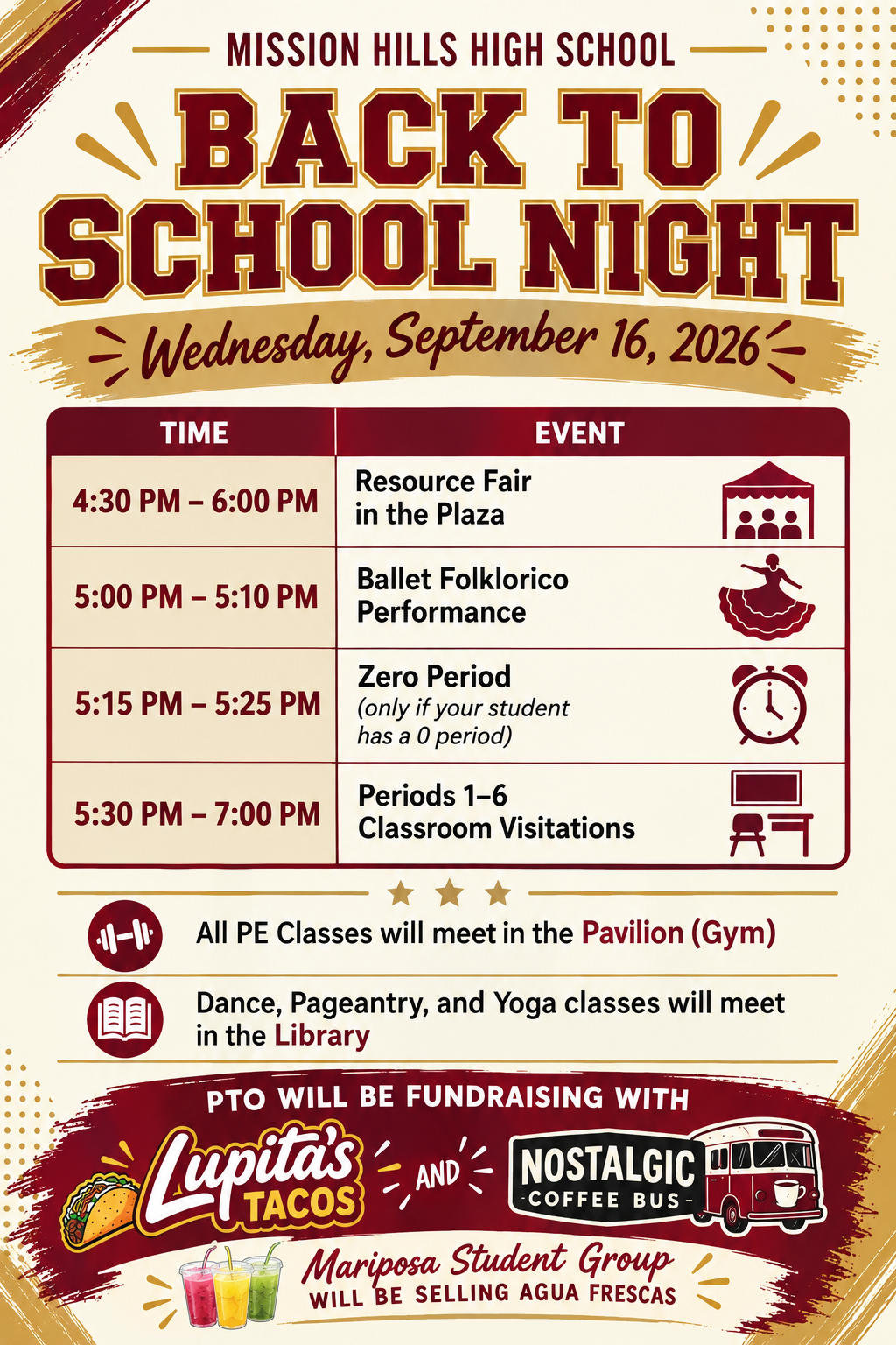 Mission Hills High School – Back to School Night Wednesday, September 16th!