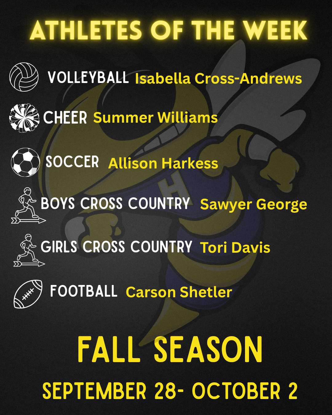ATHLETES OF THE WEEK - September 28-October 2