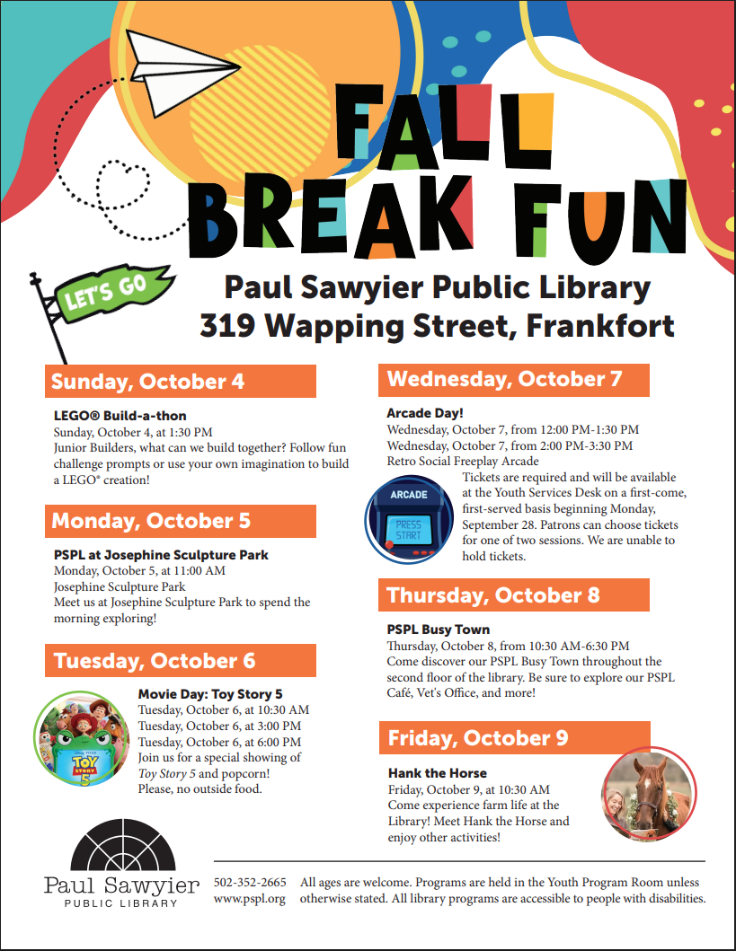 Paul Sawyier Public Library - Fall Break Activities
