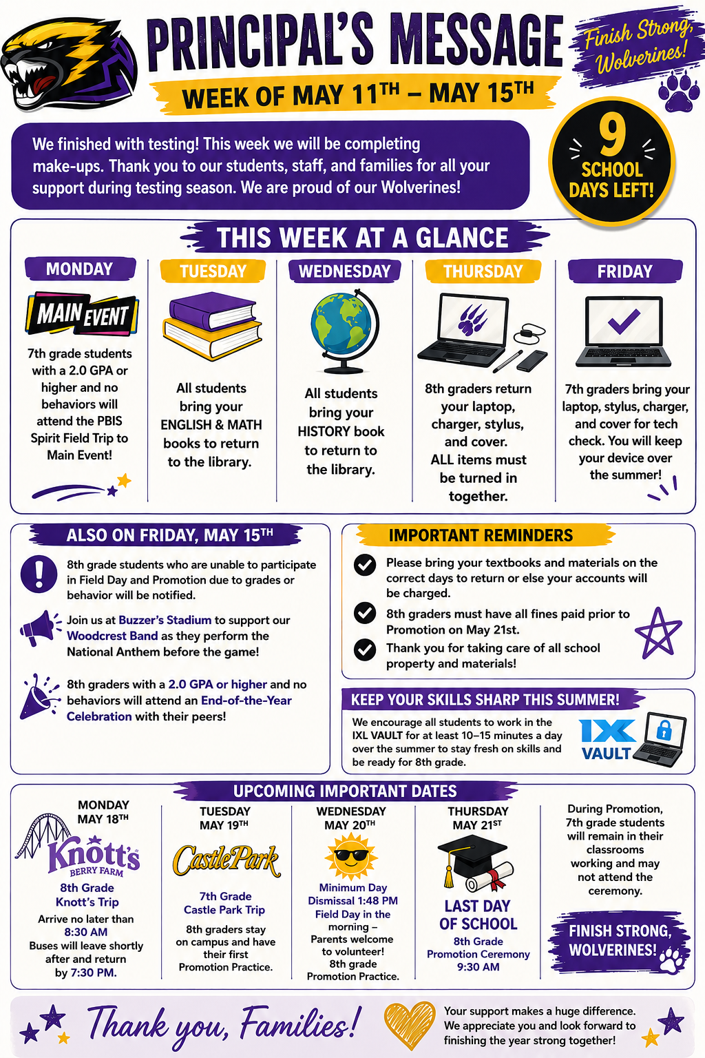 Wolverine Newsletter May 11th - May 15th