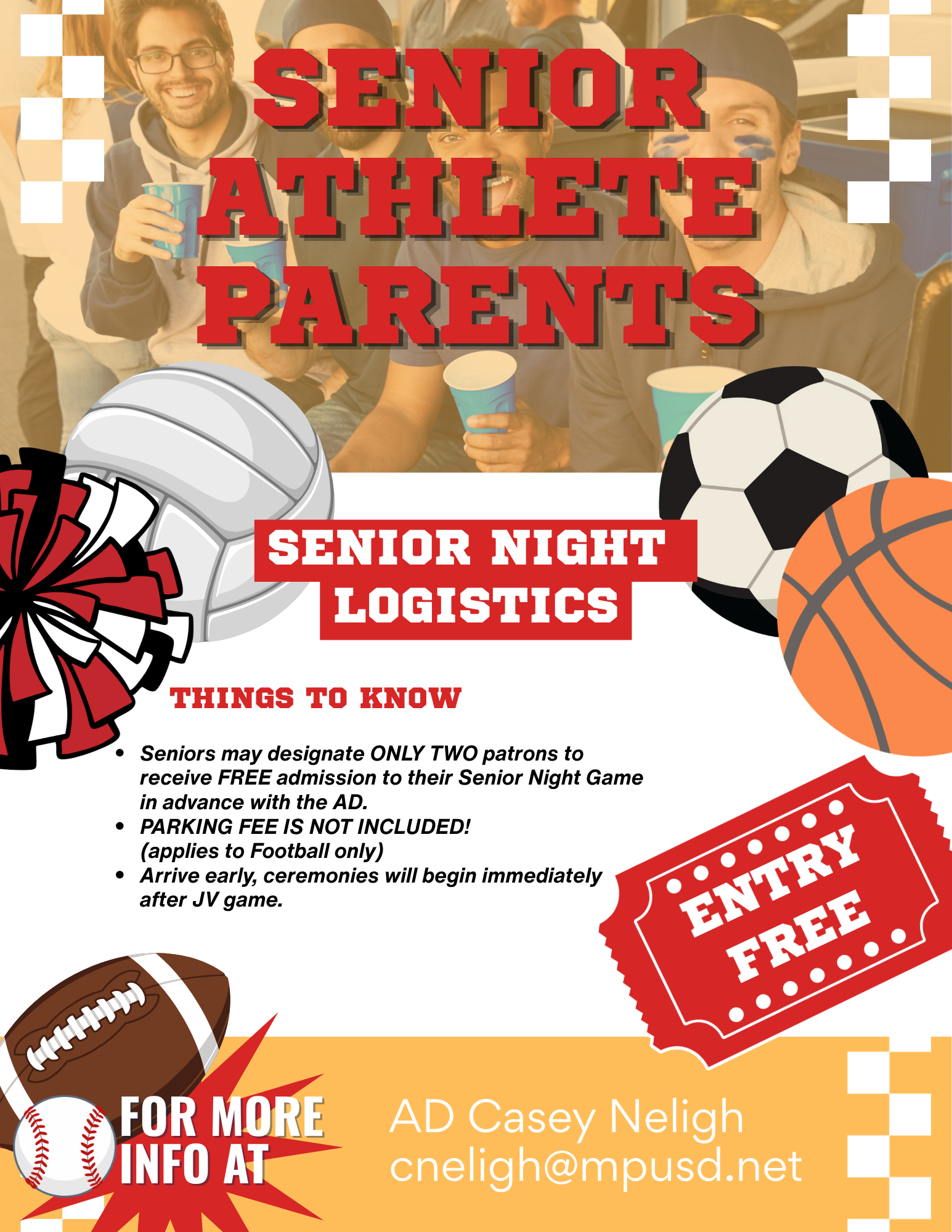 SENIOR NIGHT LOGISTICS FOR FRIDAY, OCTOBER 23rd  🏈