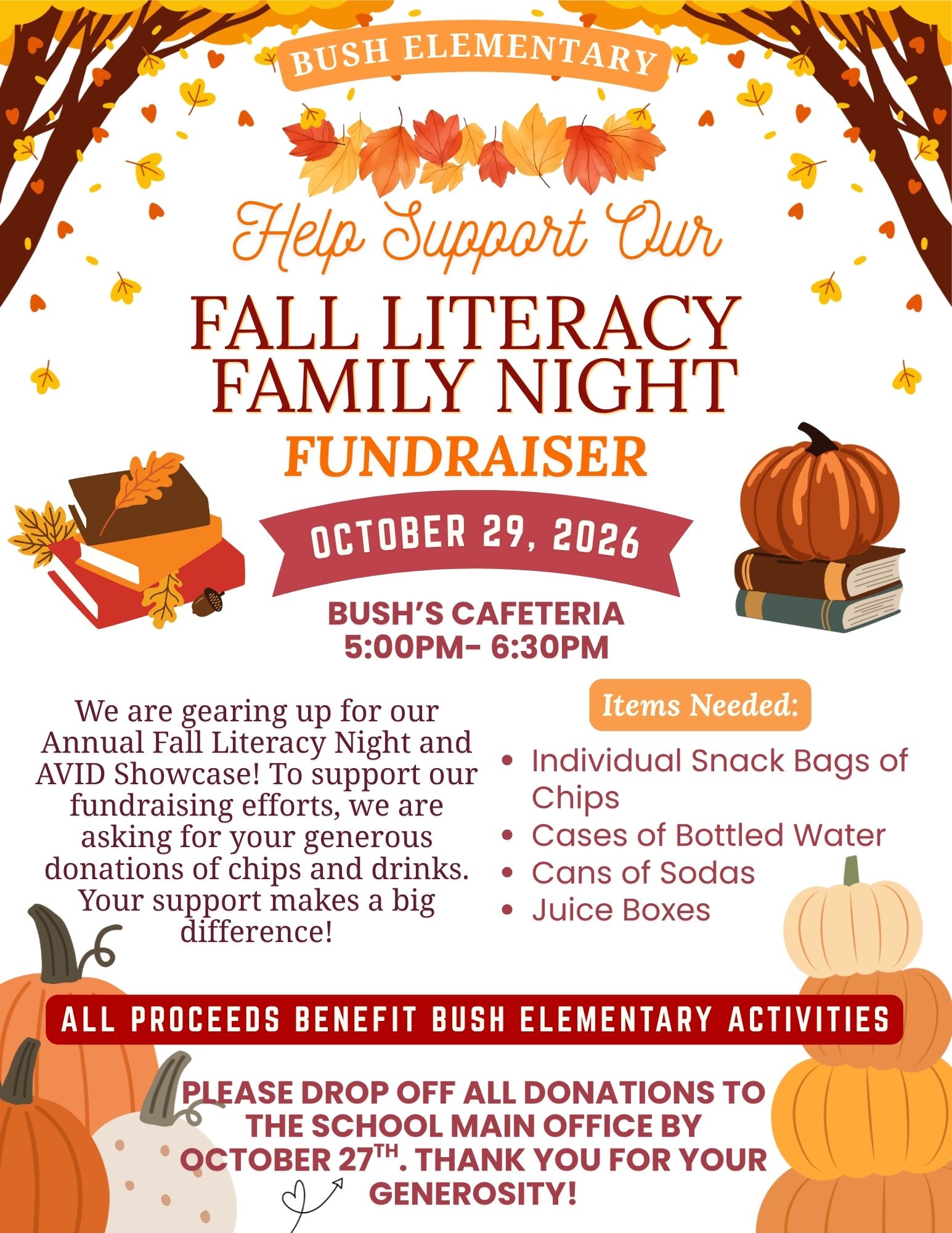 Fall Literacy Night & Snack Drive! 