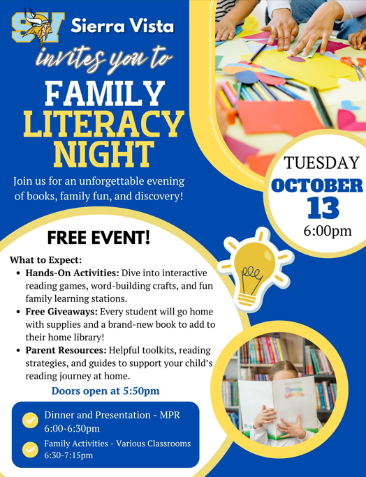 Save the Date: Family Literacy Night! October 13, 2026