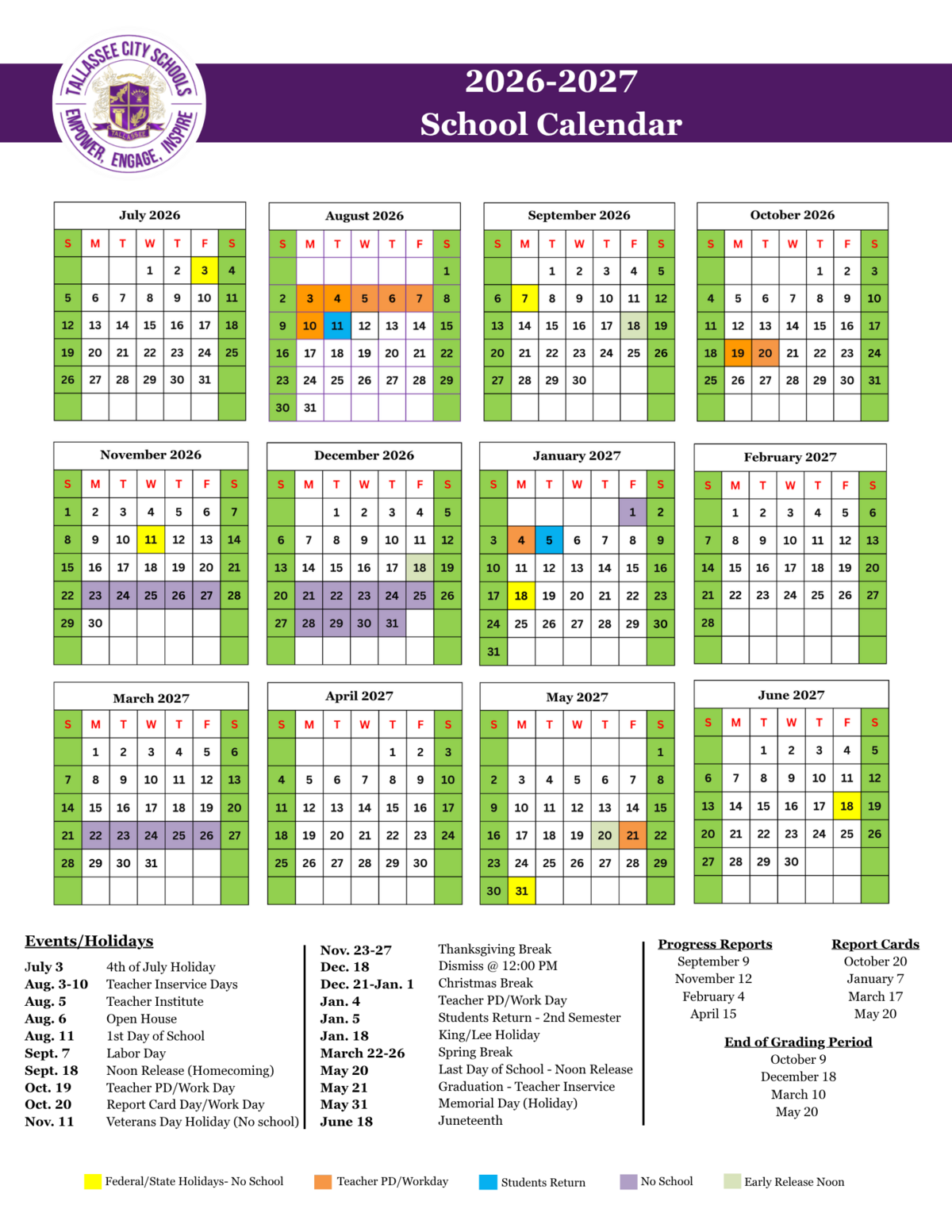 26-27 Calendar