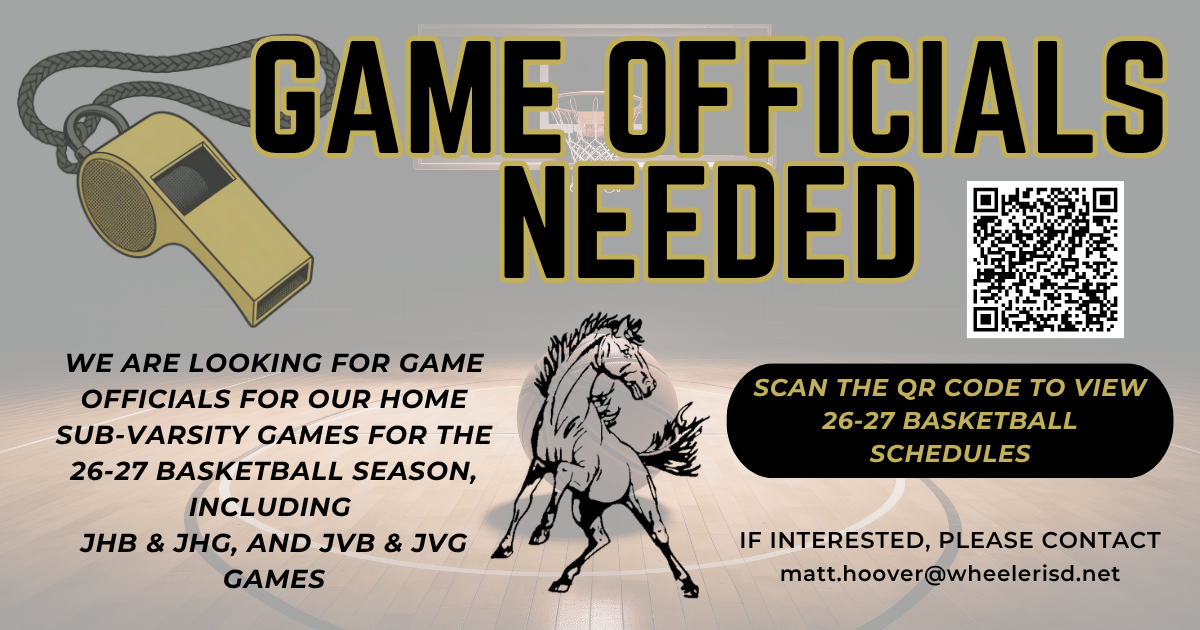 Game Officials Needed for 26-27 Sub-Varsity Basketball games