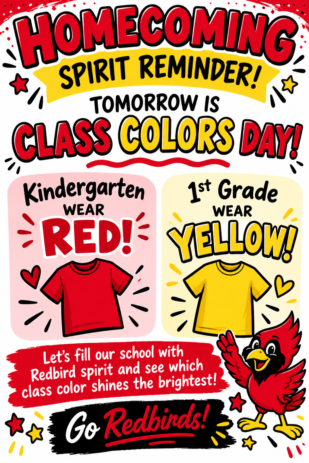 Homecoming Spirit Week- Class Color Day Tomorrow