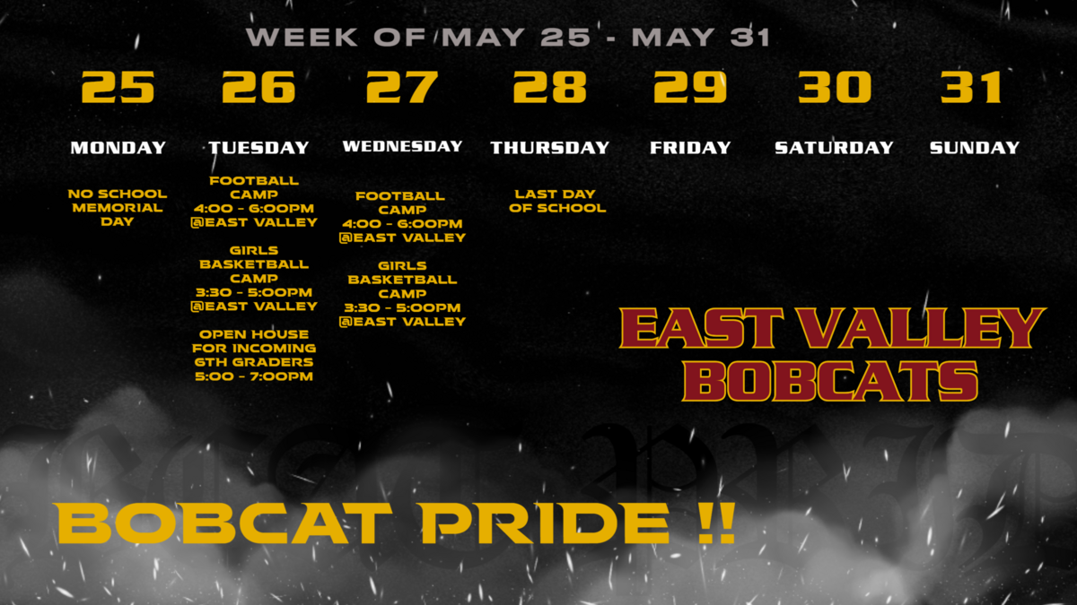 Bobcat Activities for May 25-28