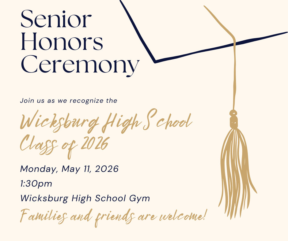 Invitation to the Wicksburg High School Senior Honors Ceremony for the Class of 2026.