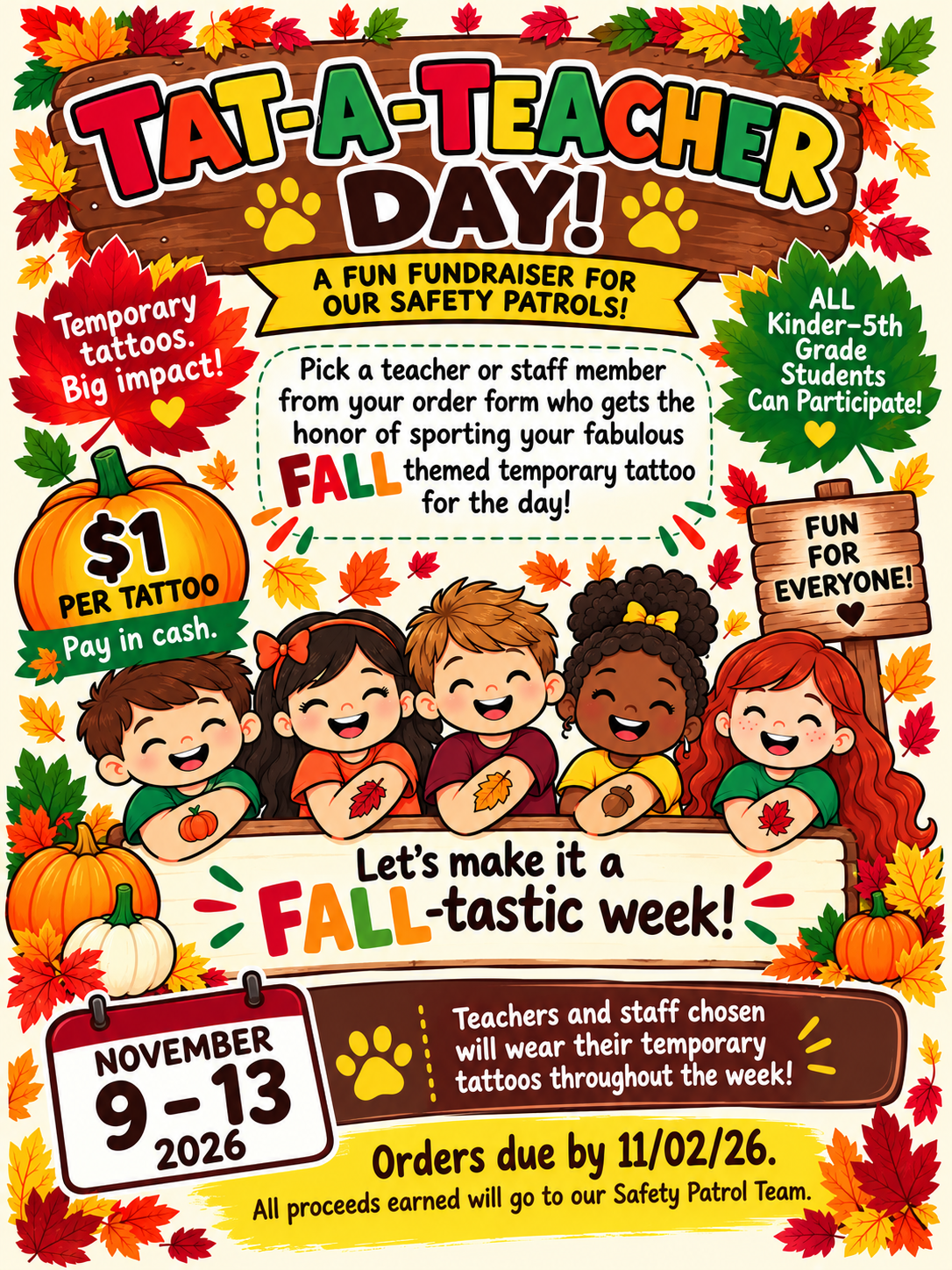  Tat-a-Teacher Fundraiser! 