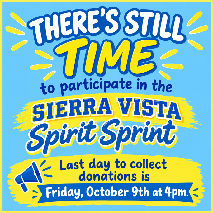 Tomorrow (10/9) is the final day for the Spirit Sprint Fundraiser! 