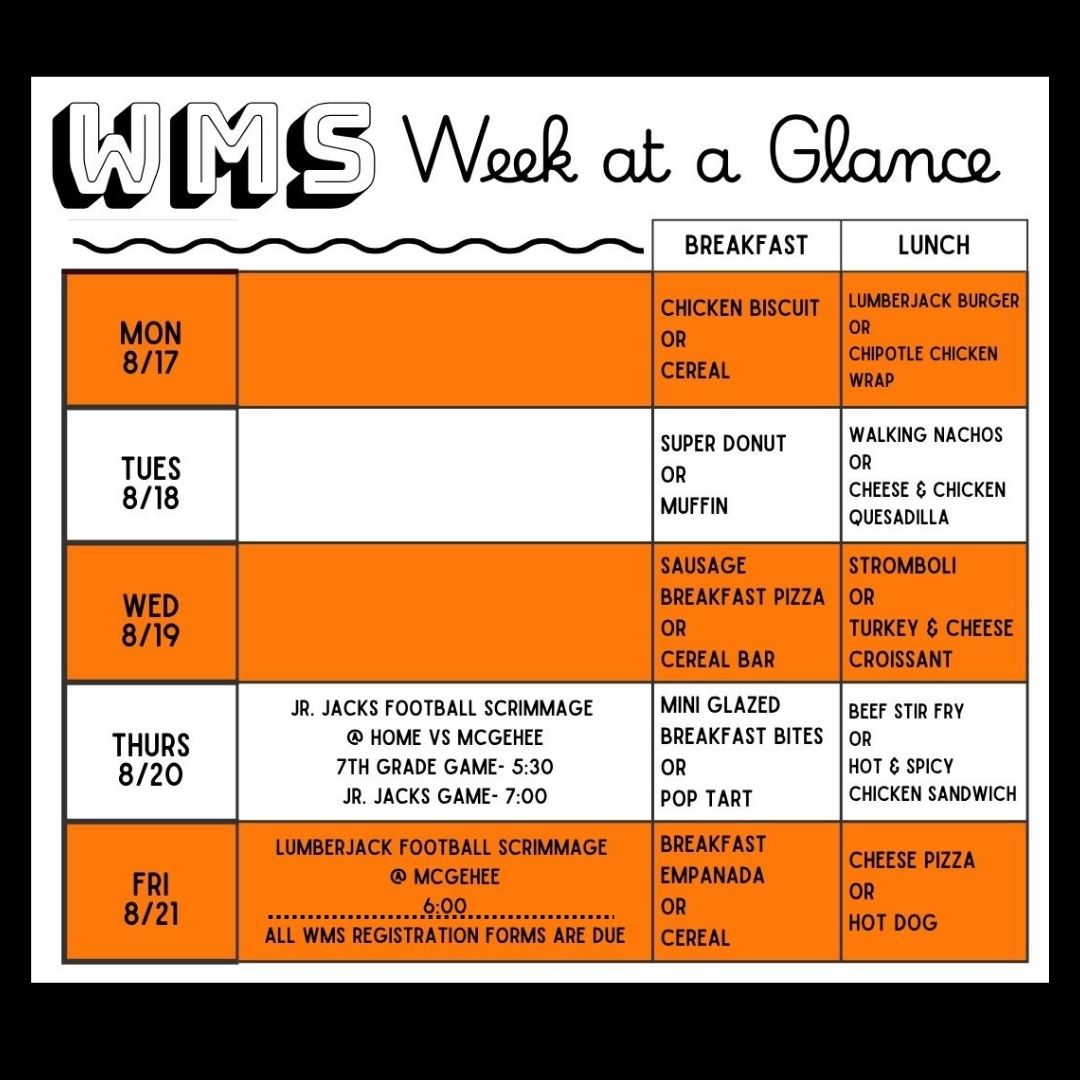 8/17 WMS Week at a Glance