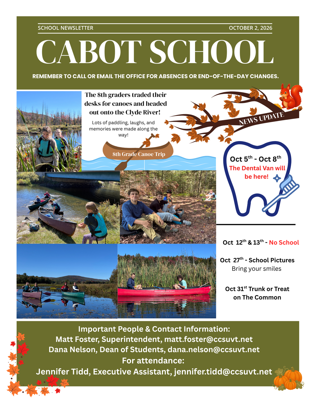 Newsletter for October 2nd