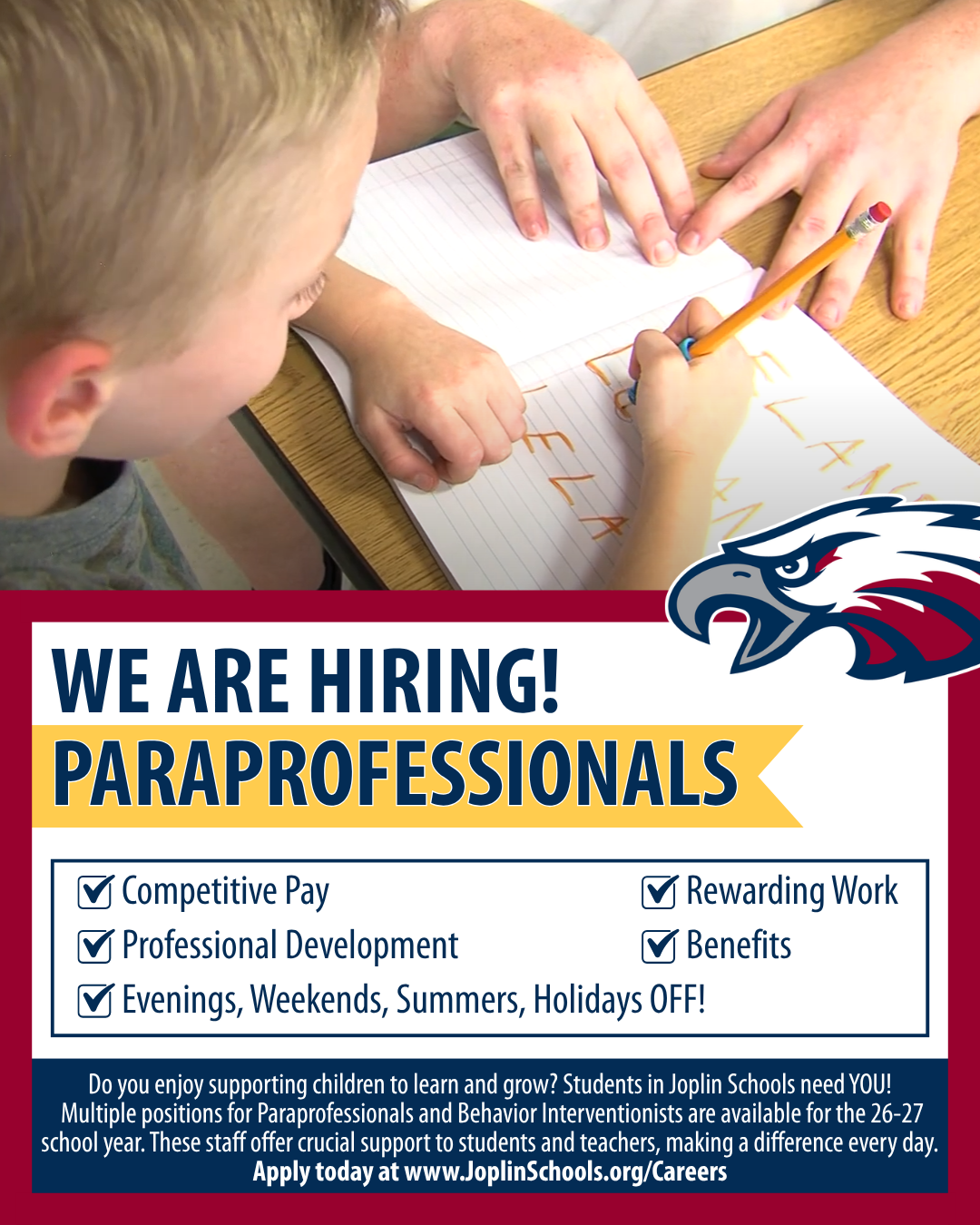 Joplin Schools now hiring Paraprofessionals!