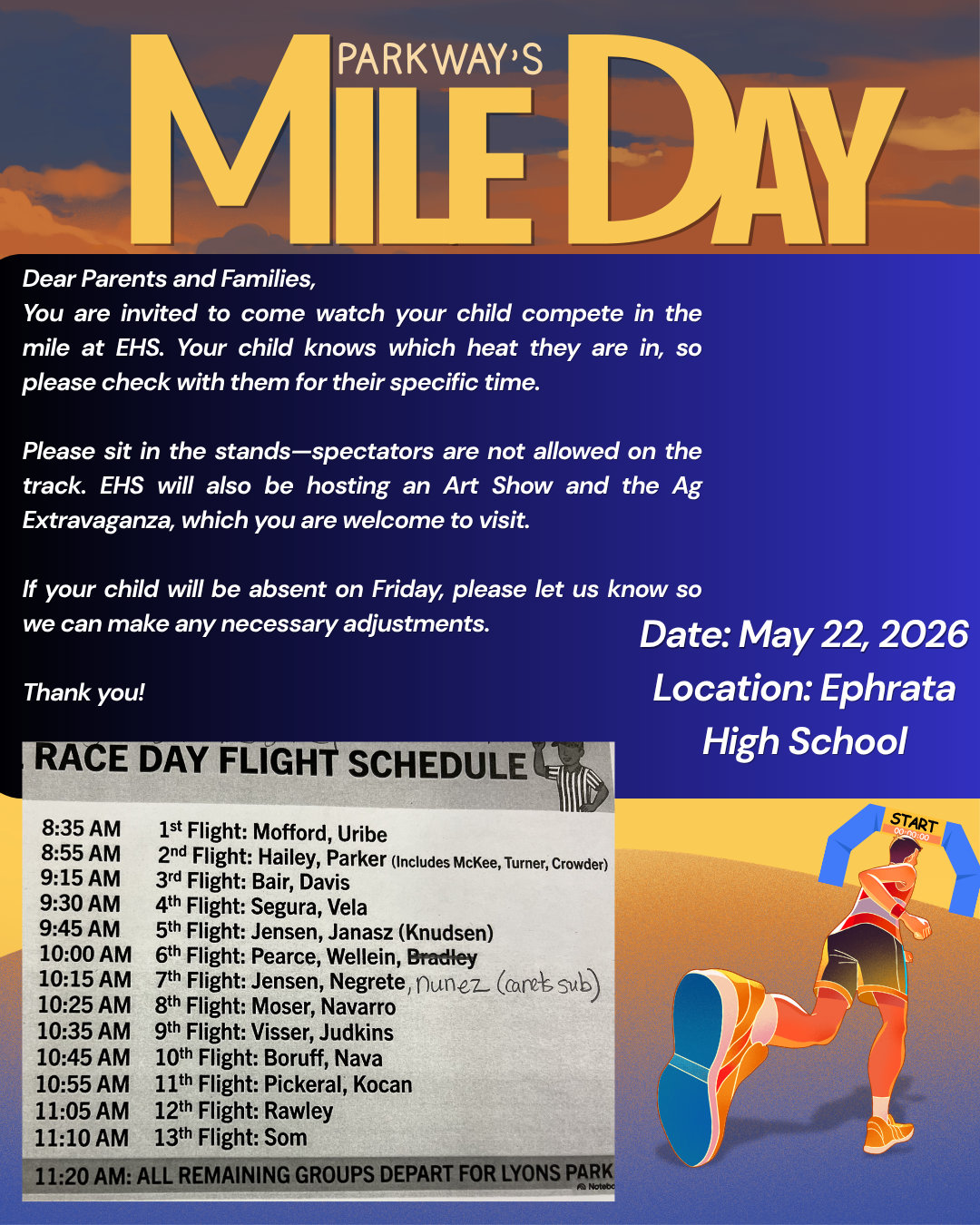 You're Invitied to Parkway's Mile Day this Friday