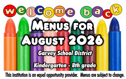 August 2026 K-8th Menus