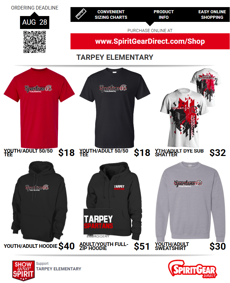 Tarpey Spirit Gear Purchase Flyer