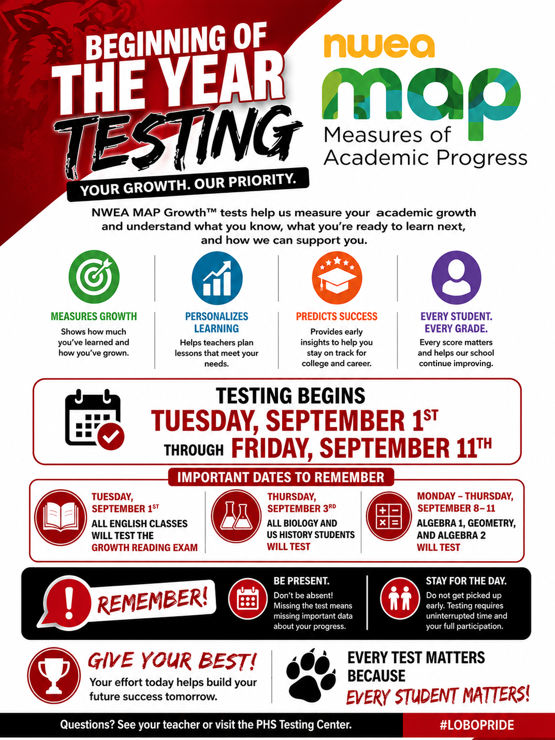 📚 NWEA MAP BOY Testing Begins This Tuesday, September 1! 🎯