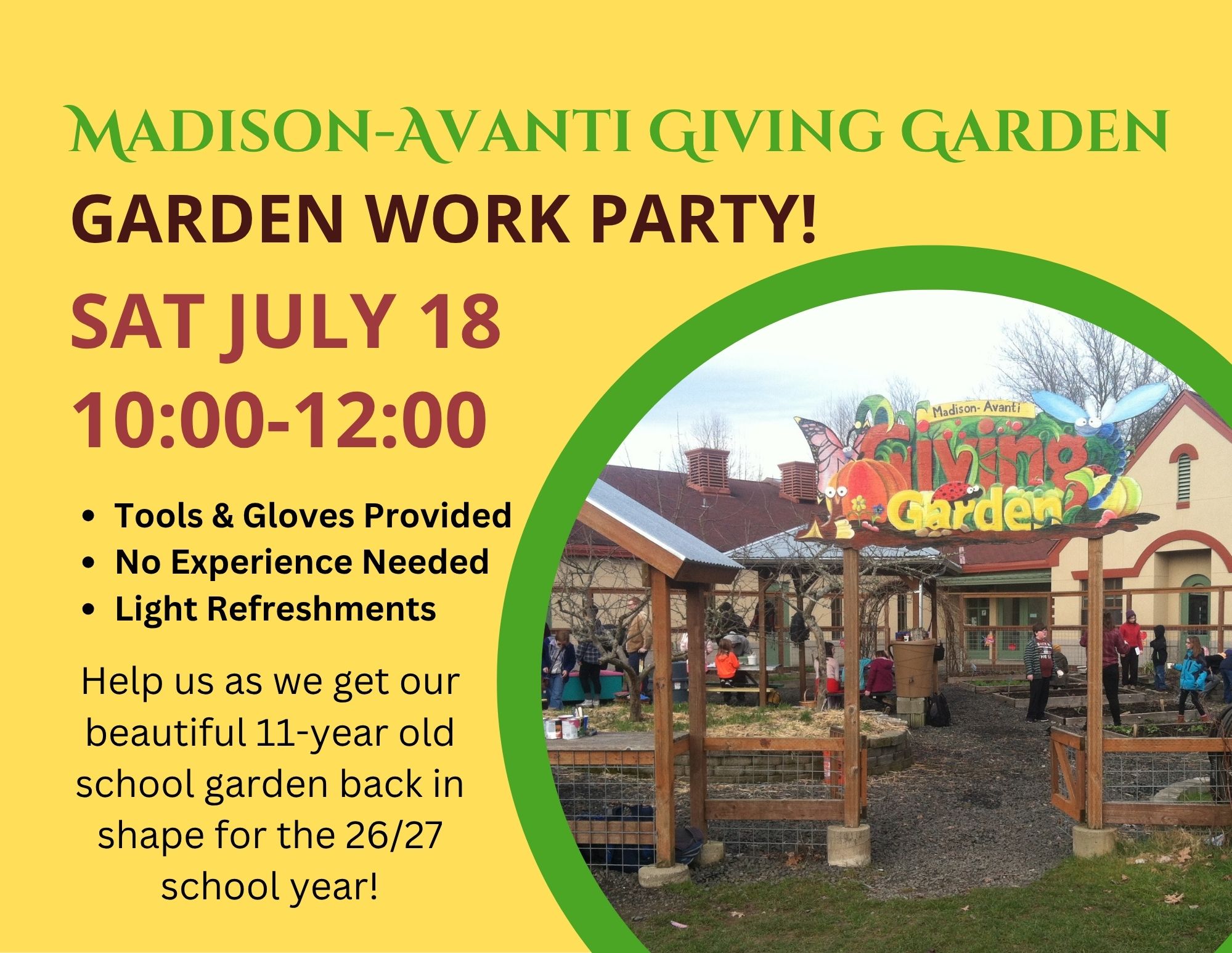 Summer Garden Work Party at the Madison-Avanti Giving Garden